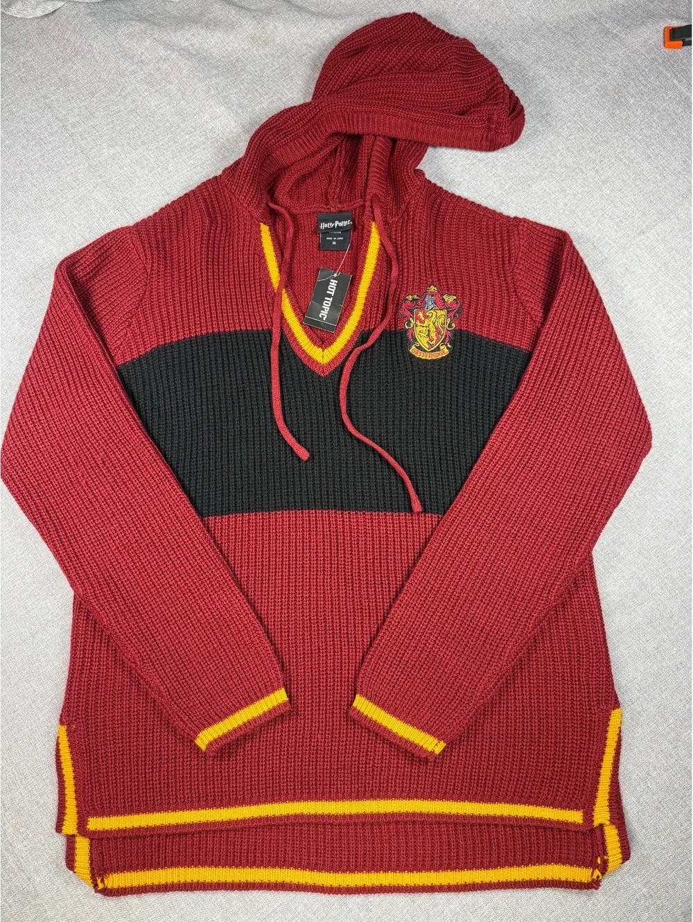 Harry Potter Gryffindor Knit Hoodie Sweater - Men's XL
